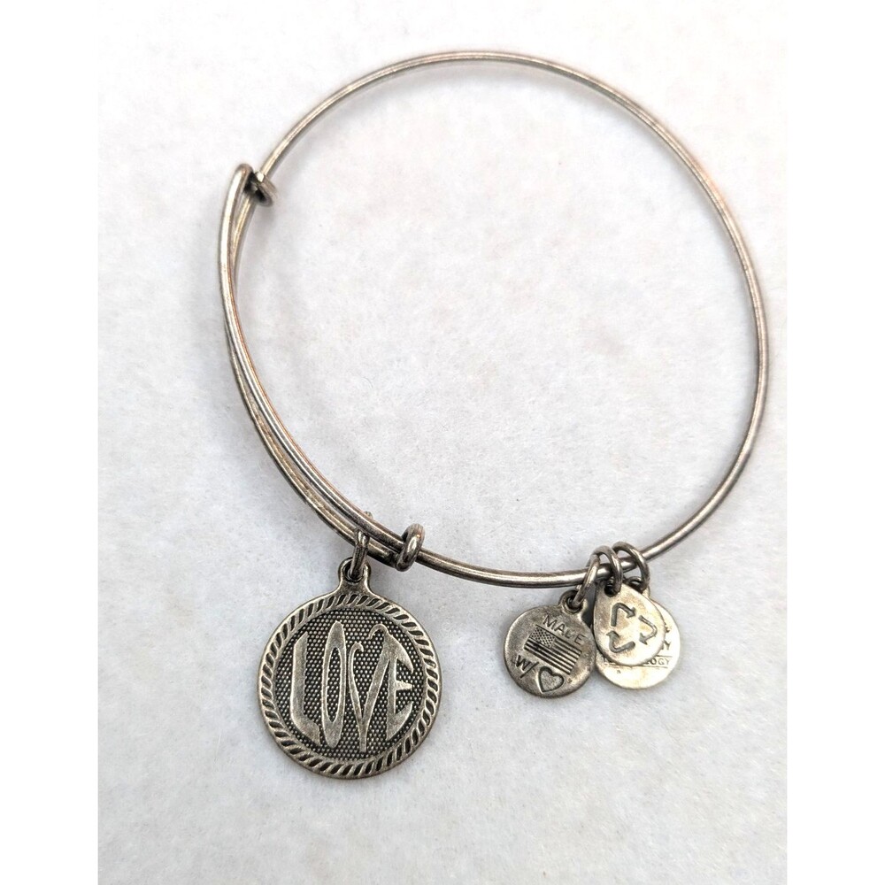 ALEX AND ANI Love Medallion Silver-tone Charm Bracelet 2013